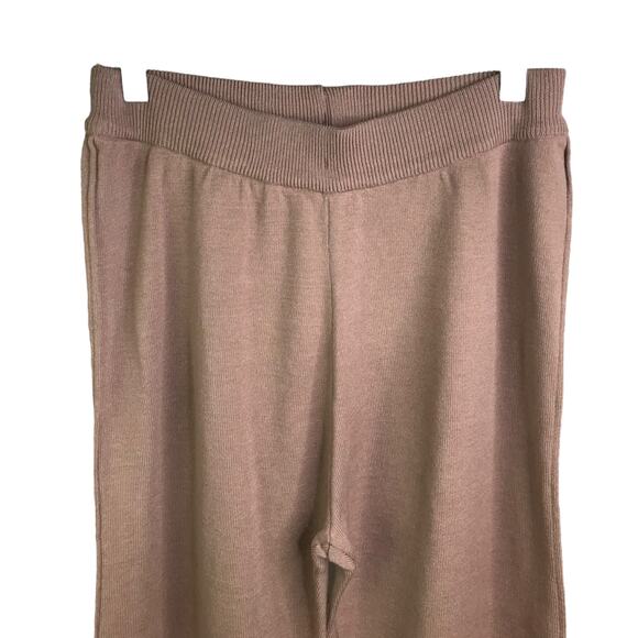 2 Piece Set Womens M Brown Striped‎ Knit Pullover Sweater Wide Leg Pants - Picture 9 of 10